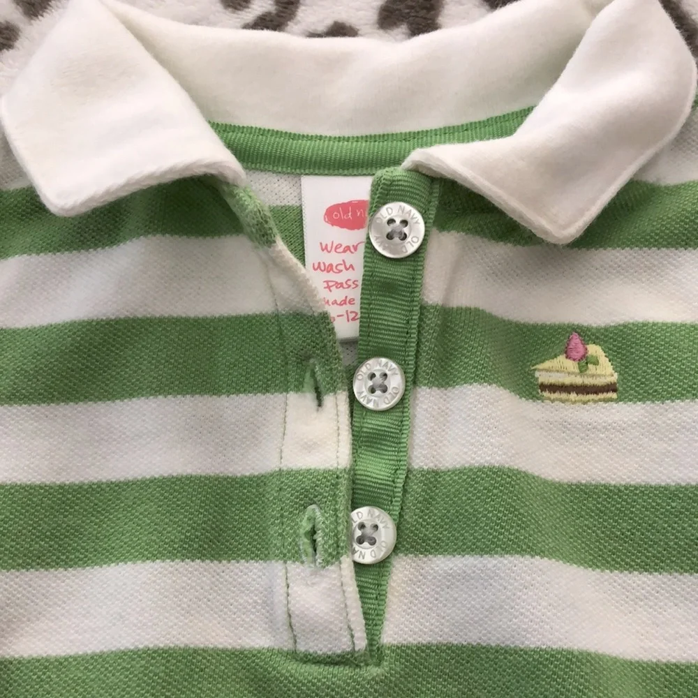 NWOT Old Navy Striped Polo Bodysuit Onesie in Green White Size 6-12 months